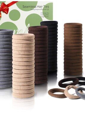 100 Pcs Thick Seamless Brown Hair Ties, Ponytail Holders Hair Accessories for Wo